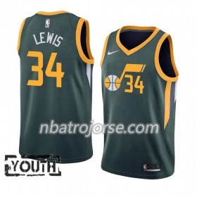 Barn Utah Jazz Tröja Trey Lewis 34 2018-19 Nike Grön Swingman